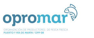Opromar. Organizacion de productores de pesca fresca. Puerto y Ria de Marin / OPP 08. Logo